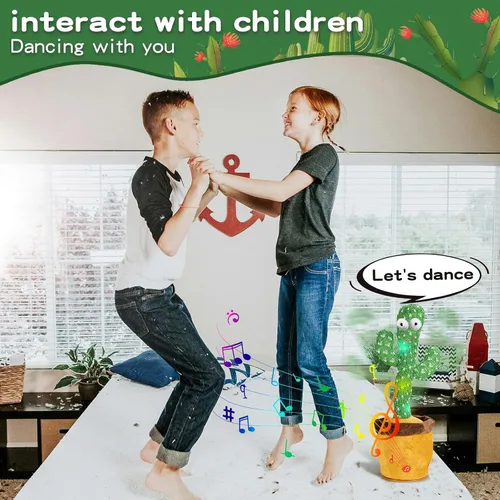 Vista 4 de Juguete de cactus que habla bailando para bebés, niños y niñas, juguete de grabación que imita el canto repite lo que dices, regalo musical
