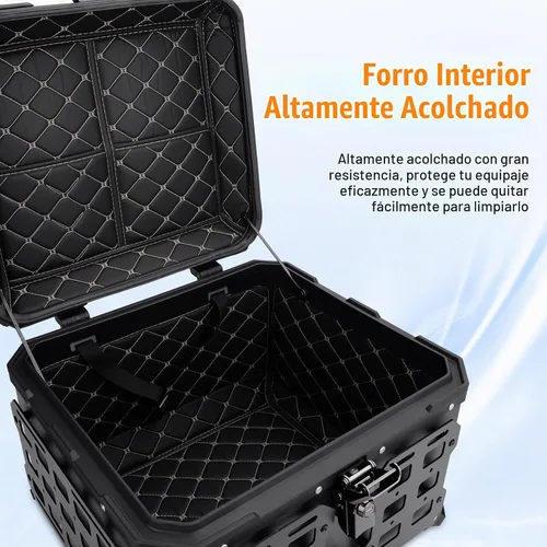 Vista 2 de Caja Superior de Motocicleta de 55L con Panel Molle Caja Superior Universal para Motocicletas Adecuada para Guardar Cascos y Equipaje