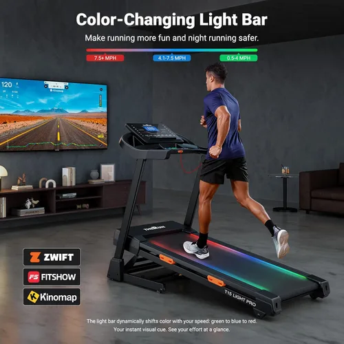 Vista 12 de THERUN Cinta de correr con inclinación automática al 20%, motor de 12 MPH y 3.5 HP, cinturón de correr grande de 55 x 20 pulgadas con consola