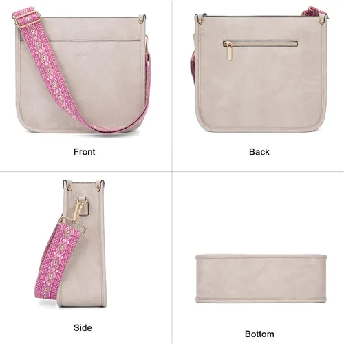 Vista 2 de HKCLUF Bolso cruzado para mujer, 2 piezas, de cuero, con 2 correas ajustables de leopardo, bolsa cruzada