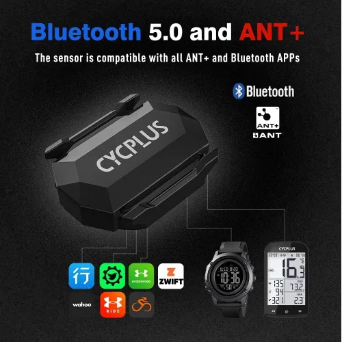 Vista 5 de CYCPLUS Sensor de velocidad y cadencia de ciclismo Bluetooth y ANT+ Sensor inalámbrico de cadencia de bicicleta Velocidad IP67 impermeable