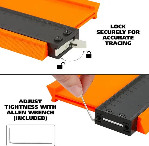 Vista 2 de GreatNeck - Juego de medidores de contorno, herramienta de calibre de contorno de 5 y 10 pulgadas con cerradura, hecho de plástico ABS de alta