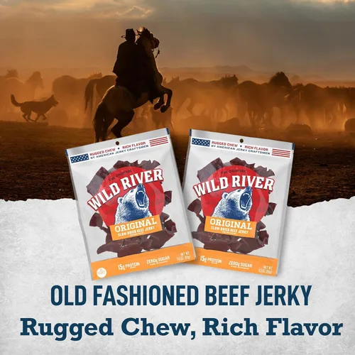 Vista 3 de Wild River Original Beef Jerky - (paquete de 4) bolsas de 3.5 onzas