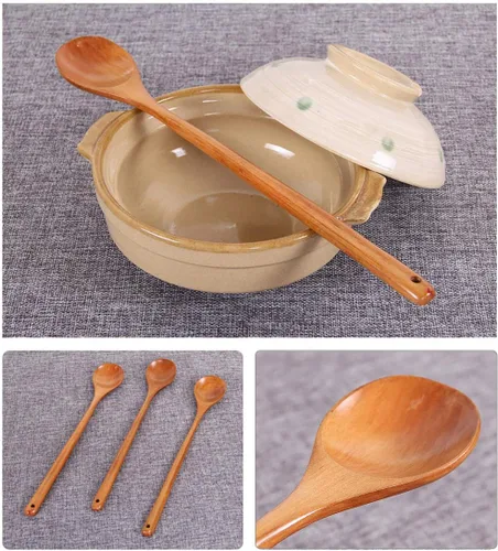 Vista 4 de Cucharas de mezcla de sopa de madera de 13.2 pulgadas, cuchara de cocina de mango largo, utensilios de cocina estilo japonés, 1 unids