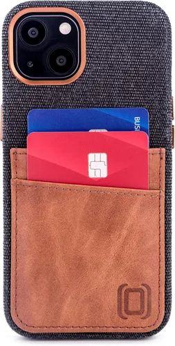 Vista 9 de Dockem Funda de tela para iPhone 13 con placa de metal integrada para montaje magnético, cartera de piel auténtica cosida con 2 ranuras para tarjeta