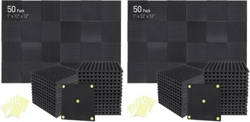 Vista 15 de Focusound Paquete de 4 trampas de espuma acústica para esquinas de bajos de 16.5 x 6.3 x 12 pulgadas, paneles de espuma acústica insonorizados
