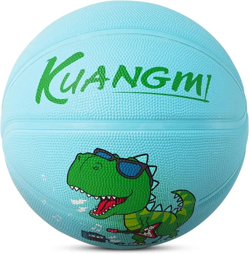 Vista 2 de Pelota de baloncesto de goma Kuangmi, tamaño 5 (27.5"), tamaño 4 (25.5"), hecha para juegos deportivos al aire libre y en interiores, parque, playa