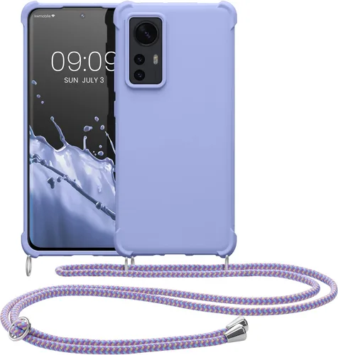 Vista 8 de kwmobile Funda cruzada compatible con Xiaomi 12/12X - Funda de silicona TPU con correa - Lavanda