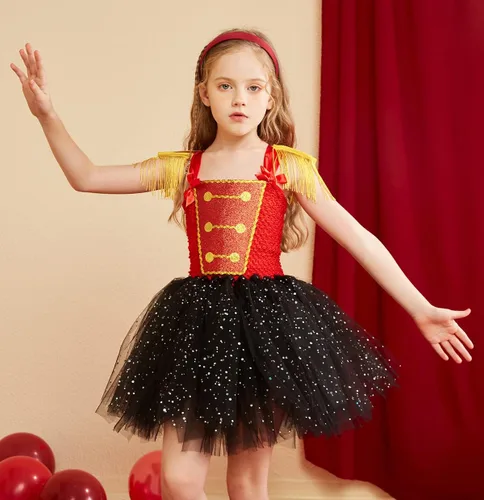 Vista 4 de Tutu Dreams - Disfraz de cascanueces para niñas de 1 a 12 años con diadema de circo para cumpleaños, fiesta de Halloween.