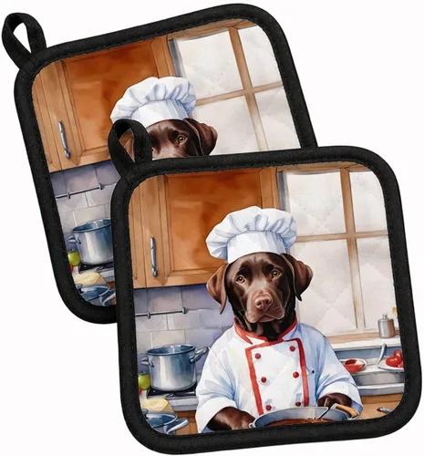 Vista 150 de Caroline's Treasures Coton de Tulear El Chef Par de Agarraderas de Ollas de Cocina Resistentes al Calor Juegos de Agarraderas de Ollas Almohadillas