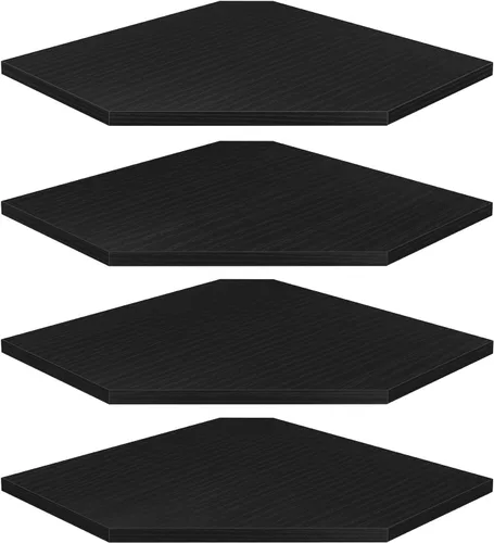 Vista 10 de Homode Estante de Esquina para Montaje en Pared, Juego de 2 Estantes Flotantes de Esquina con Orificio para Cables para TV, Decodificador, Estante