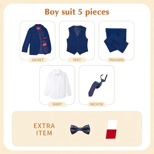 Vista 3 de Plavict Traje formal para niños, ajustado, para llevar anillos de boda, con cintura ajustable