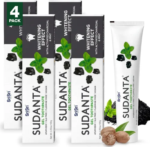 Vista 15 de Sri Sri Tattva Sudanta - Pasta de dientes de carbón - SLS, pasta de dientes herbales sin flúor con neem y hierbas ayurvédicas, blanqueamiento dental
