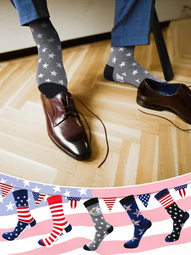 Vista 6 de Halfchet 5 pares de calcetines de bandera estadounidense para hombre