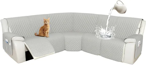Vista 75 de Arfntevss Fundas de sofá modular reclinable, 100% impermeable, en forma de L, para sillón reclinable en forma de L, funda seccional lavable