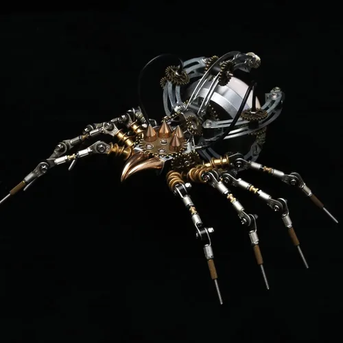 Vista 3 de Araña de rompecabezas de metal 3D con lámpara, kit de montaje para adultos, adornos de mesa