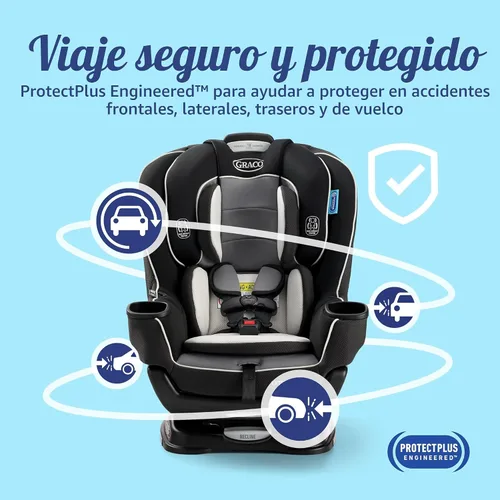 Vista 4 de Asiento de coche convertible para bebé Graco Extend2Fit, orientación hacia atrás y hacia adelante, panel de extensión ajustable para mayor espacio