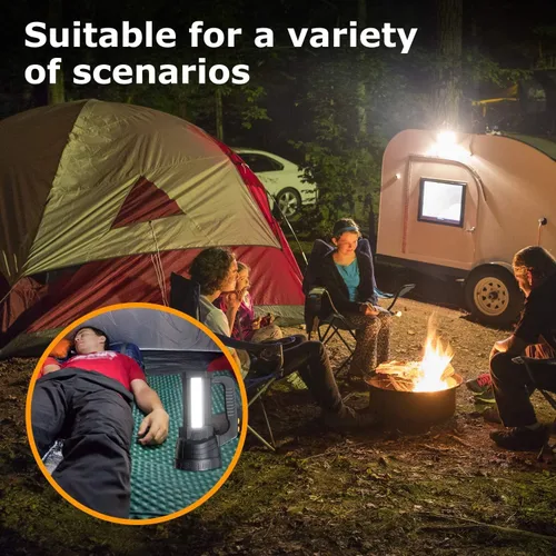 Vista 7 de Proyector recargable súper brillante LED linterna táctica 9600 mAh 6000 lúmenes, luz de punto impermeable, reflector de mano, función de banco
