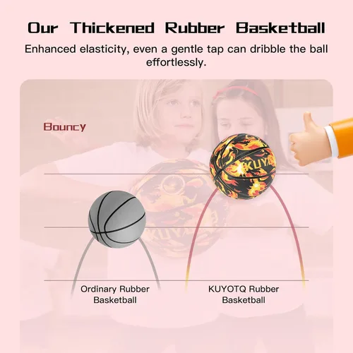 Vista 5 de KUYOTQ - Baloncesto para niños, jóvenes y adultos, tamaño 3/4/5/6/7 (22/25.5/27.5/28.5/29.5"), baloncesto premium de goma o cuero sintético