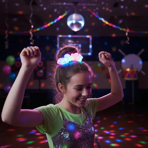 Vista 4 de Scrunchies LED, 18 piezas multicolor que brillan en la oscuridad suministros de fiesta, recuerdo de fiesta de neón, accesorios de festival rave