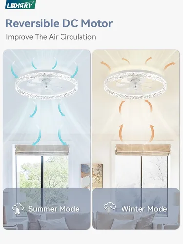 Vista 6 de LEDIARY Ventiladores de techo modernos de 20 pulgadas con luces y control remoto, ventilador de techo regulable de perfil bajo, ventilador de techo