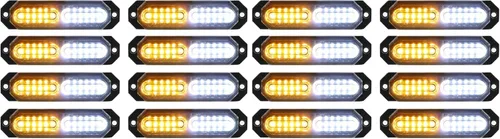 Vista 13 de ASPL 8 luces estroboscópicas intermitentes de montaje en superficie ultra delgadas de 12 LED para camión, automóvil, vehículo, LED, mini rejilla