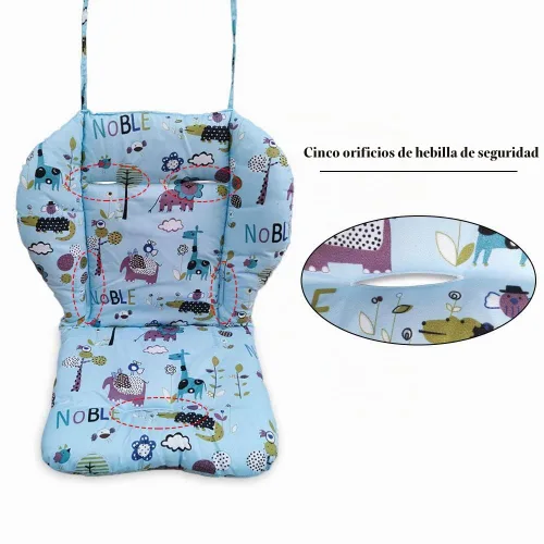 Vista 6 de twoworld Cojín para silla alta, cojín grueso grande para silla de bebé, cojín para asiento de bebé, funda transpirable (animal azul)