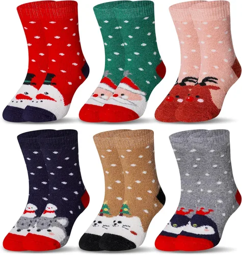 Vista 85 de Eocom 6 pares de calcetines de invierno cálidos de lana para niños y niñas