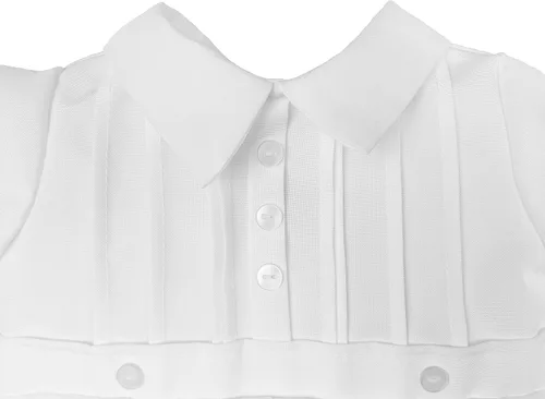 Vista 3 de Enterizo de manga corta con cuello blanco para bebé niño con alfiler