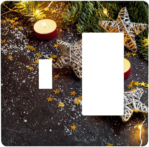 Vista 40 de Cubierta de interruptor de luz dúplex de 1 banda, cubierta decorativa de Navidad con copos de nieve rojos, placa frontal decorativa para cocina