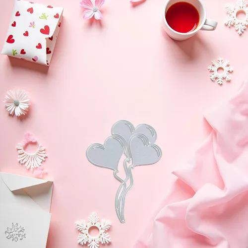 Vista 6 de Plantillas troqueladas de metal con diseño de corazón y corazón, plantillas para álbumes de recortes, plantilla de grabado para tarjetas del día
