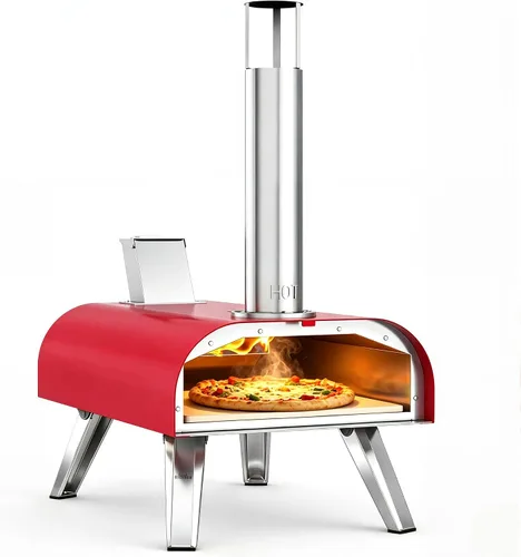 Vista 9 de BIG HORN OUTDOORS 12" Horno de piedra para pizza con leña, 475°C Horno para pizza al aire libre de acero inoxidable, portátil para uso en fiestas