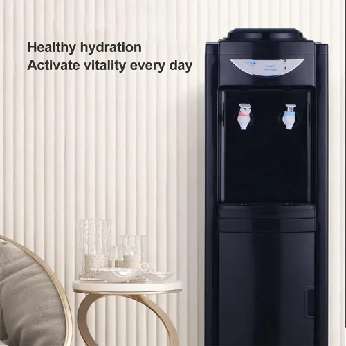 Vista 4 de Dispensador de enfriador de agua de carga superior, agua caliente y fría, capacidad para botellas de 3/5 galones, dispensador de agua con bloqueo