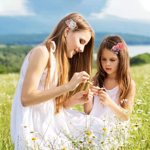 Vista 5 de Beaupretty 9 pinzas para el pelo de flores simuladas con diseño floral, accesorios de estilo bohemio para mujeres y niñas, fiesta diaria en la playa