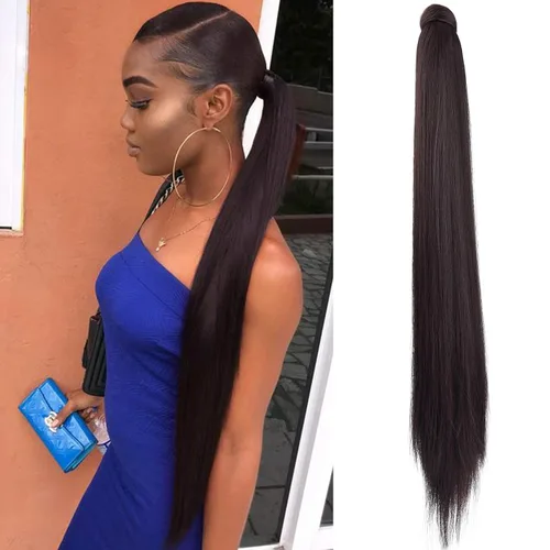 Vista 39 de SEIKEA Extensión de cola de caballo con clip alrededor del cabello lacio para mujer (12 pulgadas, negro)