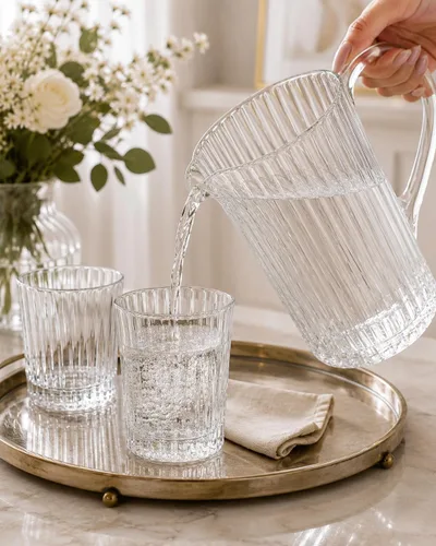 Vista 3 de RCR Timeless Crystal Glass - Jarra de cóctel de jugo de agua, 1,2 litros