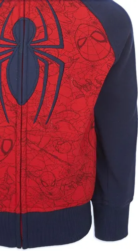 Vista 5 de Spiderman Sudadera con capucha con cremallera para niños con capucha integrada (negro o rojo), Rojo