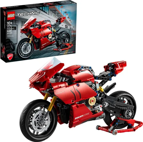 Vista 3 de LEGO Technic Ducati Panigale V4 R Motorcycle 42107 Juego de construcción – Kit coleccionable de modelo de exhibición de superbike con caja