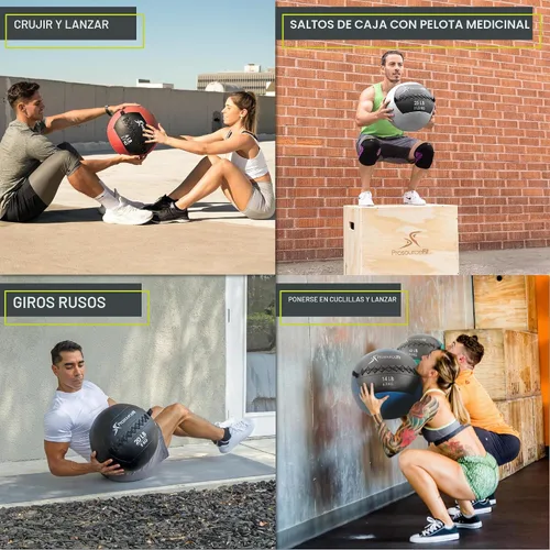 Vista 6 de ProSource Soft Medicine Balls for Crossfit Wall Ball and Full Body Dynamic Exercises, Color-Coded Weights: 6, 8, 10, 14, 20, 25 lb.