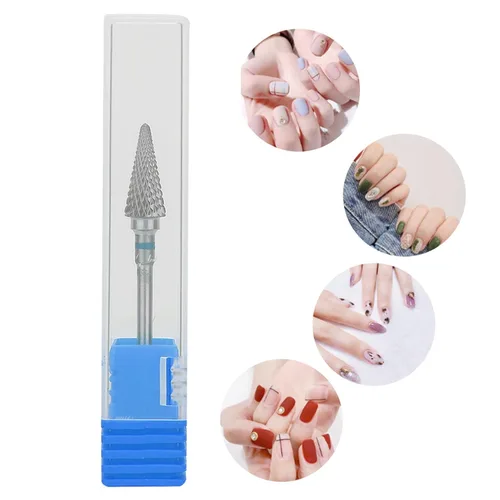 Vista 4 de Brocas para uñas, brocas de acero de tungsteno para manicura de manicura, cabezal de pulido de manicura de pedicura eléctrica, brocas de cono Azul