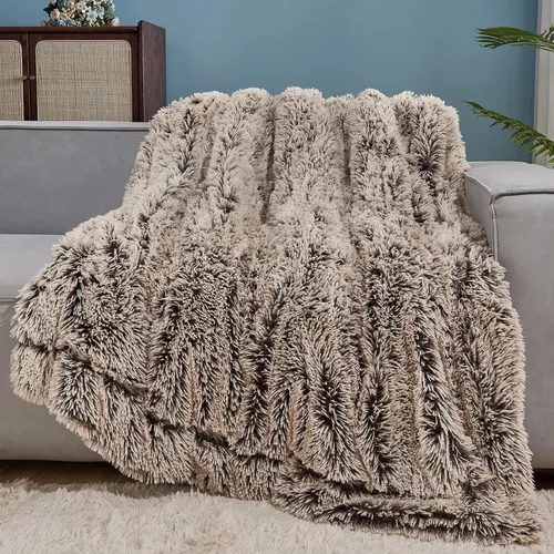 Vista 34 de GONAAP Manta de Tiro Difusa de Piel Sintética Negra Súper Suave Acogedora Felpa Difusa Peluda para Sofá Sillón Cama (Negro, Tiro(50"x60"))