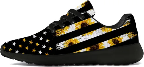 Vista 3 de Zapatos de girasol para mujeres y hombres tenis para correr cómodos deportes caminar tenis flores regalos para niño y niña