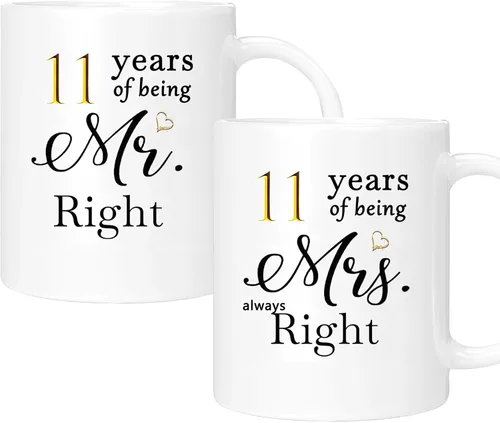 Vista 18 de Juego de 2 tazas de café para el 10º aniversario, regalos de boda para parejas, padres, hombres, mujeres, marido, esposa, él, ella, caja de regalo