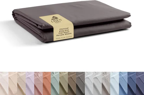 Vista 86 de Sábanas de 100% algodón percal, tamaño individual, 1 sábana encimera, ropa de cama fresca, resistente y transpirable, celeste