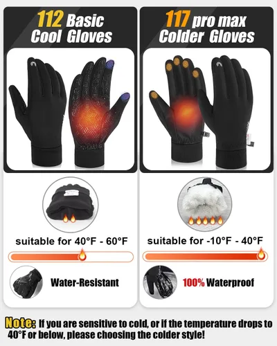 Vista 2 de RIGWARL Guantes impermeables para clima frío y frío, guantes de invierno para hombres y mujeres con pantalla táctil