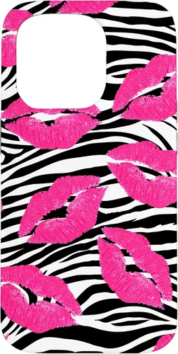 Vista 14 de Funda con estampado de labios de cebra rosa intenso y negro para iPhone 16 McBling