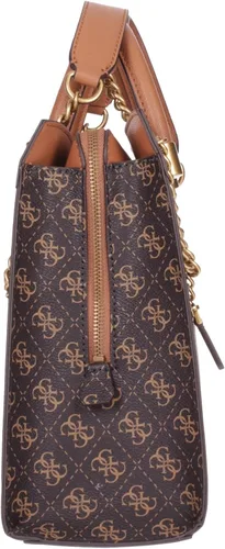 Vista 2 de GUESS Nell Logo Girlfriend Satchel Marrón LogoCoñac Talla única, Logotipo marróncoñac