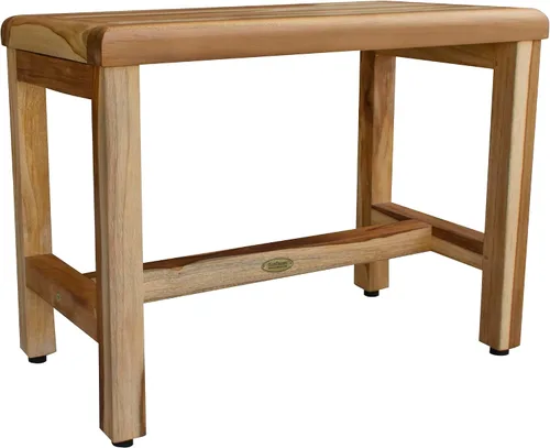Vista 3 de EcoDecors Eleganto - Banco Taburete de ducha de madera de teca impermeable de 16 pulgadas de altura, color natural, silla de asiento para ducha