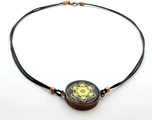 Vista 5 de Metatron's Cube Merkaba - Colgante de orgón con amatista