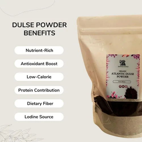 Vista 4 de Seaweed Kings Dulse Powder - Algas marinas crudas del Atlántico, mini copos, perfectas para aperitivos, condimentos, sopas y ensaladas, 100% puras